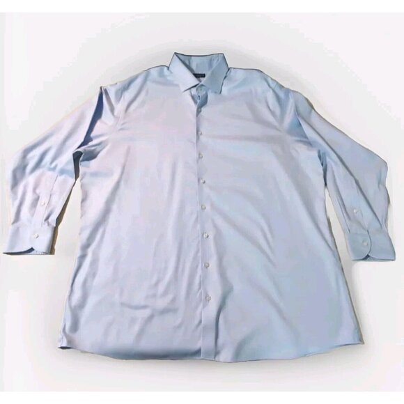 Proper Cloth Men's Non-Iron Stretch Blue Gingham Twill Dress Shirt 19 x 36 - Picture 1 of 7